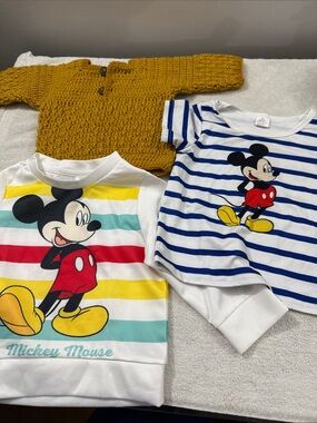 Bundle Lot Toddler Top shirts 18yrs - 2T Crochet mustard sweater,  Mickey Mouse